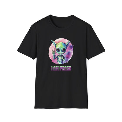 Psychedelic Retro Alien T-Shirt Graphic Art Unisex tshirt Funny UFO Lover Tee UAP Shirts Weird Cool Gift Alien Outer Space Galaxy I Am Peace