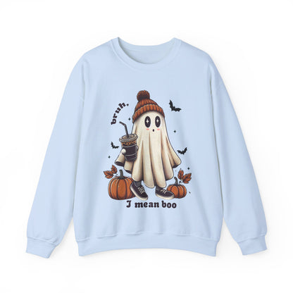 Bruh I Mean Boo Sweatshirt Cute Ghost Sweater Retro Halloween Pullover Sweatshirt Funny Halloween Sweater Boujee Ghost Crewneck Boujee Gift