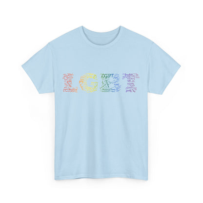 Unisex LGBT Lesbian Gay Pride Word Cloud T-Shirt, LGBT Art Graphic Tee Shirt, Proud LGBT Support Gay Gift, Unique Pride Month t shirt