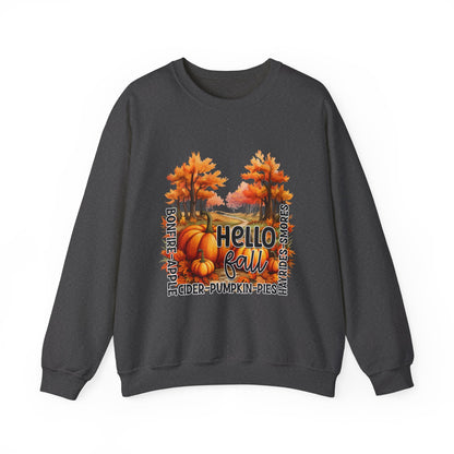 Hello Fall Sweatshirt Fall Words Sweater Hello Fall Crewneck Autumn Season Sweat Fall Graphic Apparel Cute Thanksgiving Sweatshirt Pumpkin