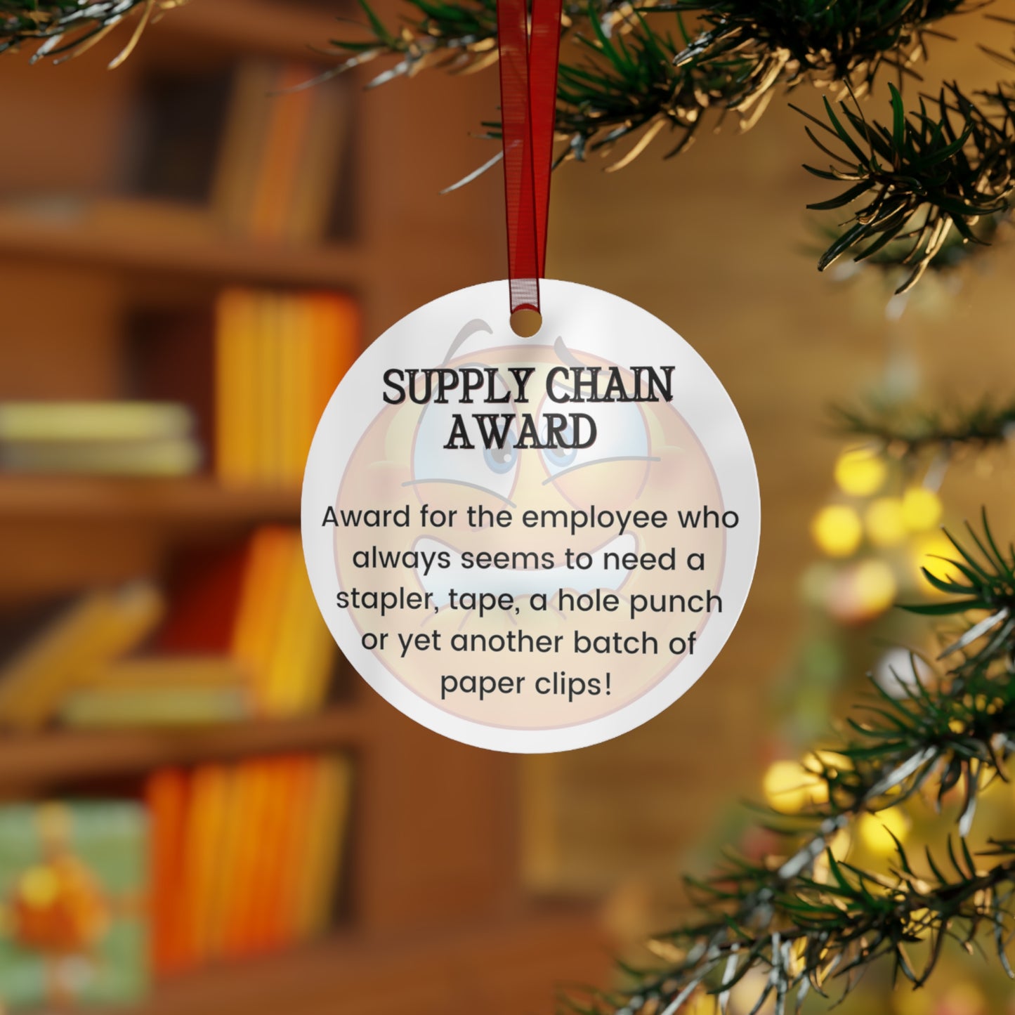 Funny Office Award Metal Ornament Supply Chain Award Funny Coworkers Work Party Gift Year End Ornament Office Gift Employee Xmas Ornament