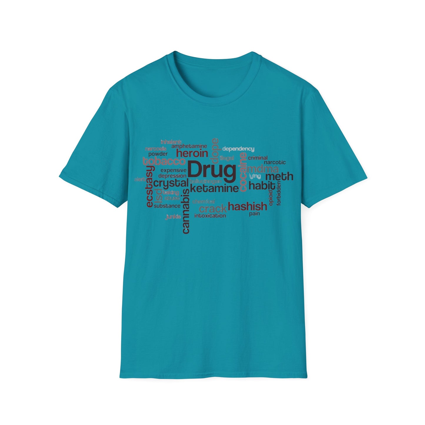 Unisex Drug Types Word Cloud Concept T-shirt, Freedom of Choice Shirt, War on Drugs t shirt, Say No to Drugs, Addiction Tee