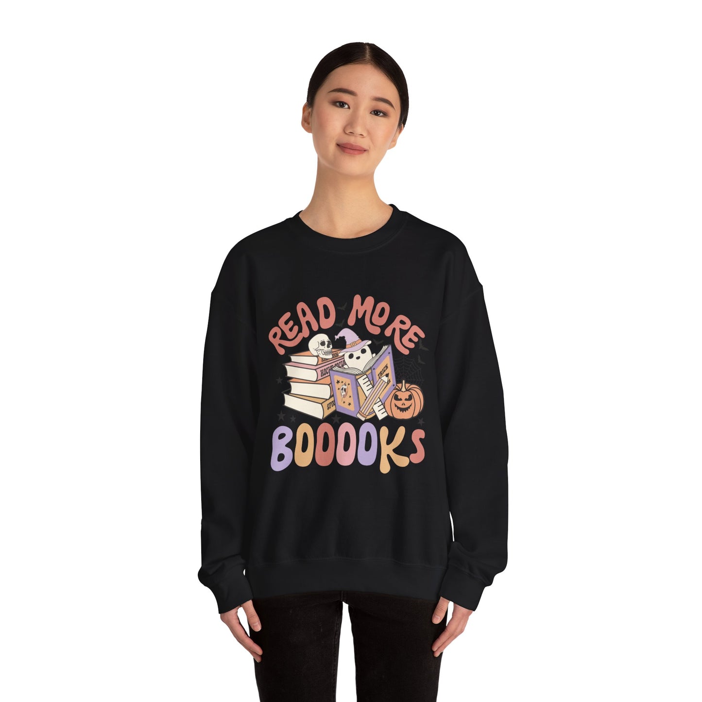 Read More Booooks Sweatshirt Teacher Halloween Sweater Spooky Teacher Sweatshirt Ghost Reading Books Crewneck Bookish Fall Book Lovers Gift