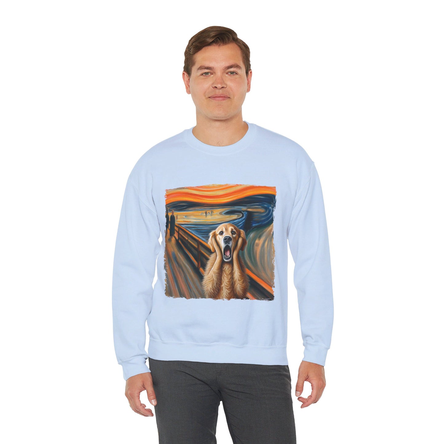 Funny Edvard Munch Dog Sweatshirt Funny The Scream-ing Dog Art Painting Sweater Parody of Edvard Munch Dog Sweater Unique Art Dog Lover Gift