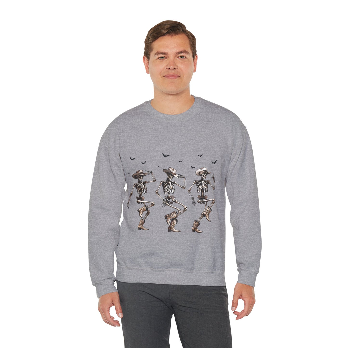 Dancing Skeleton Cowboys Sweatshirt Western Halloween Sweater Line Dancing Skeletons with Boots Cowgirls Pullover Sweater Cowboys Fall Gift