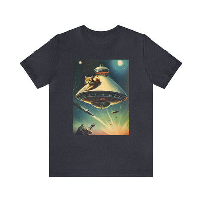 Funny Spaceship Cat UFO Shirts Retro Vintage Graphic Galaxy Cat Unisex T-Shirt Unique Flying Saucer UAP tshirt Cat Lover Tee Weird Cool Gift