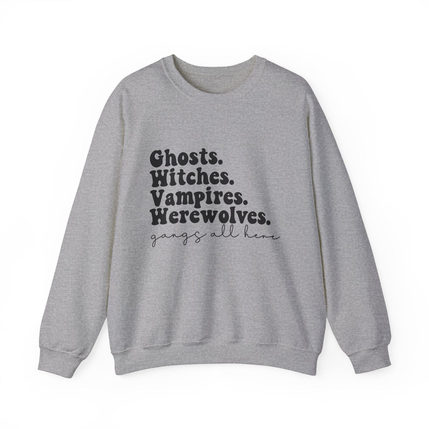 Funny Halloween Sweatshirt Ghost Witch Vampire Werewolf Sweater Retro Halloween Monsters Sweatshirt Spooky Season Apparel Halloween Party