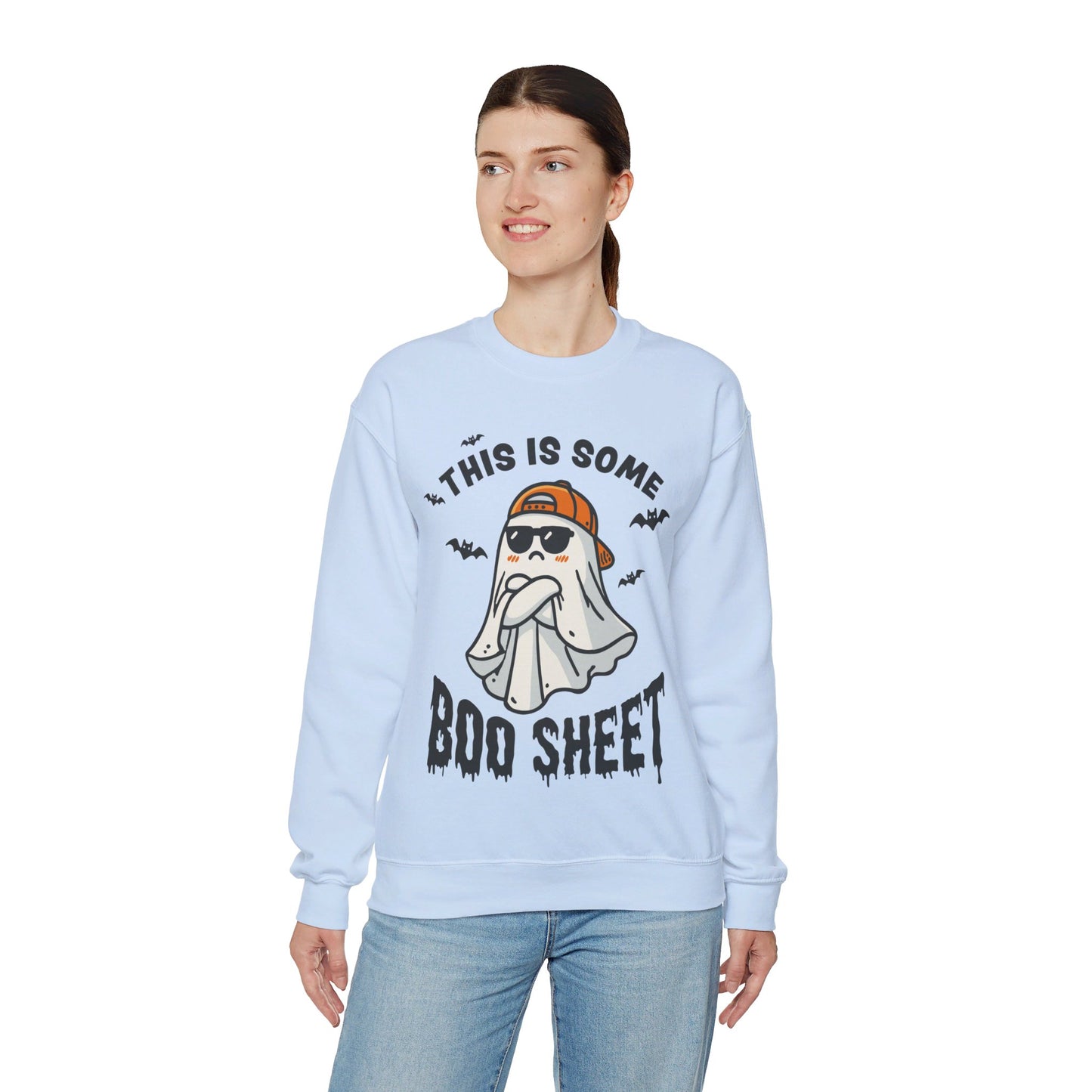 This Is Some Boo Sheet Sweatshirt Funny Halloween Sweater Retro Ghost Graphic Halloween Sweatshirt Funny Gifts Men Women Pullover Sweater