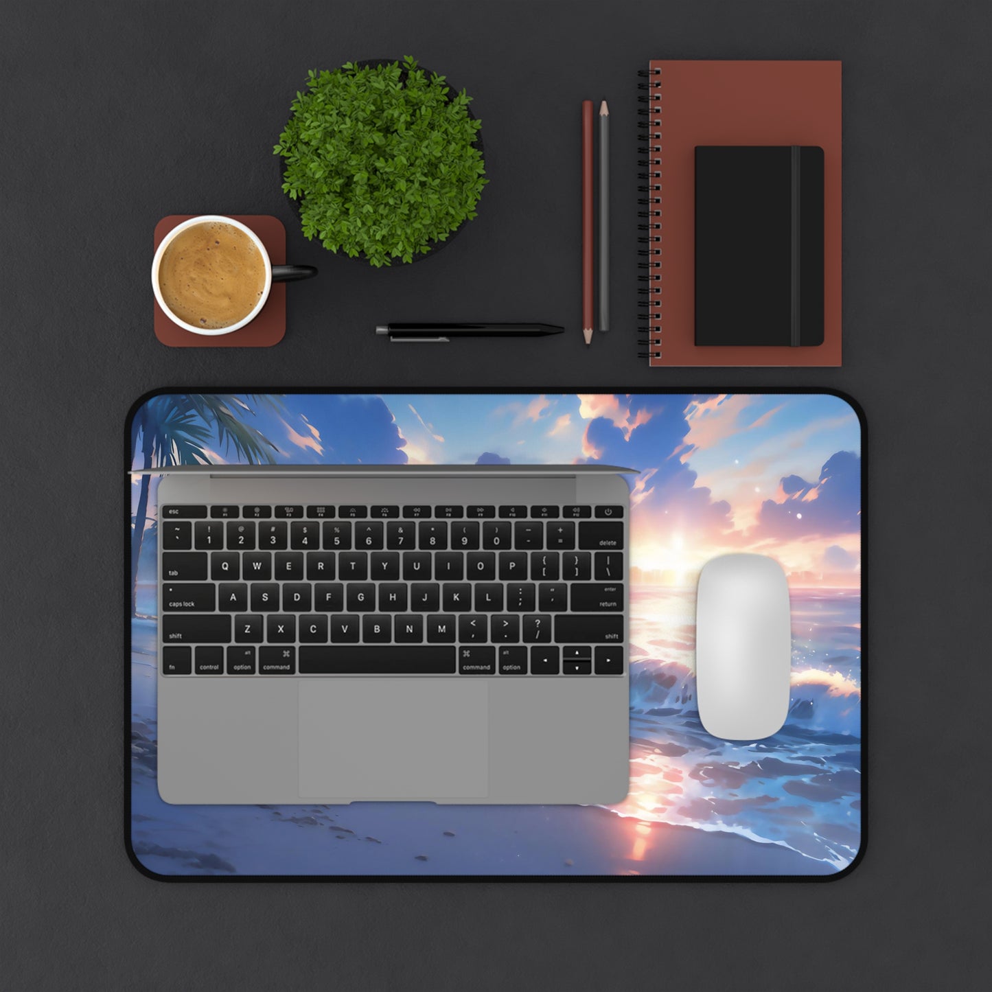 Anime Beach Desk Mat Skyscraper Office Desk Accessoies Manga Fan Mouse Pad Japanese Desk Pad Landscape Large Gaming Mousepad XL Unique Gift