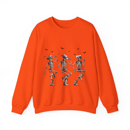 Dancing Skeleton Cowboys Sweatshirt Western Halloween Sweater Line Dancing Skeletons with Boots Cowgirls Pullover Sweater Cowboys Fall Gift