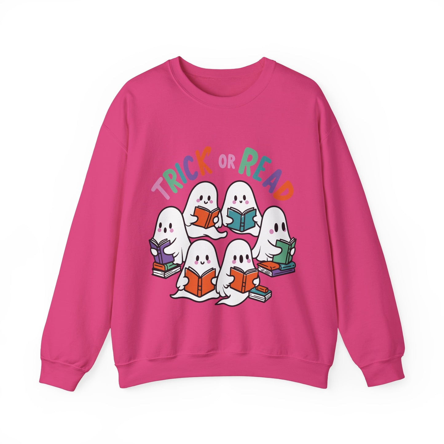 Halloween Teacher Sweatshirt Trick or Read Sweater Library Book Lover Pullover Librarian Sweatshirt Cute Ghosts Reading Books Sweater Gift 2