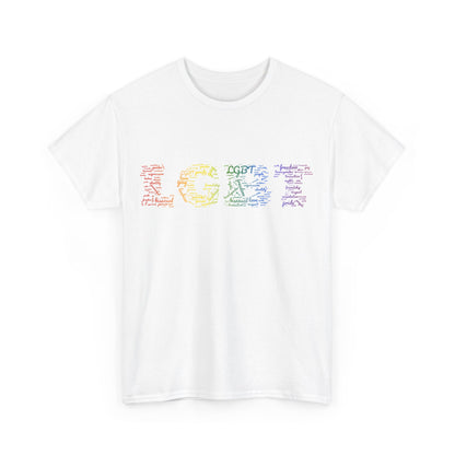 Unisex LGBT Lesbian Gay Pride Word Cloud T-Shirt, LGBT Art Graphic Tee Shirt, Proud LGBT Support Gay Gift, Unique Pride Month t shirt