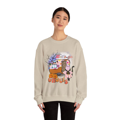 Lets Go Ghouls Sweatshirt Retro Halloween Sweater Funny Cat Halloween Sweat Spooky Season Crewneck Groovy Girls Trip Halloween Party Outfit