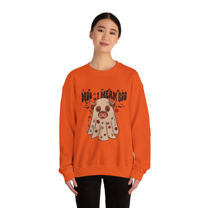 Moo... I Mean Boo Sweatshirt Halloween Highland Cow Sweat Happy Halloween Sweater Spooky Cow Sweatshirt Spooky Vibes Apparel Halloween Gift