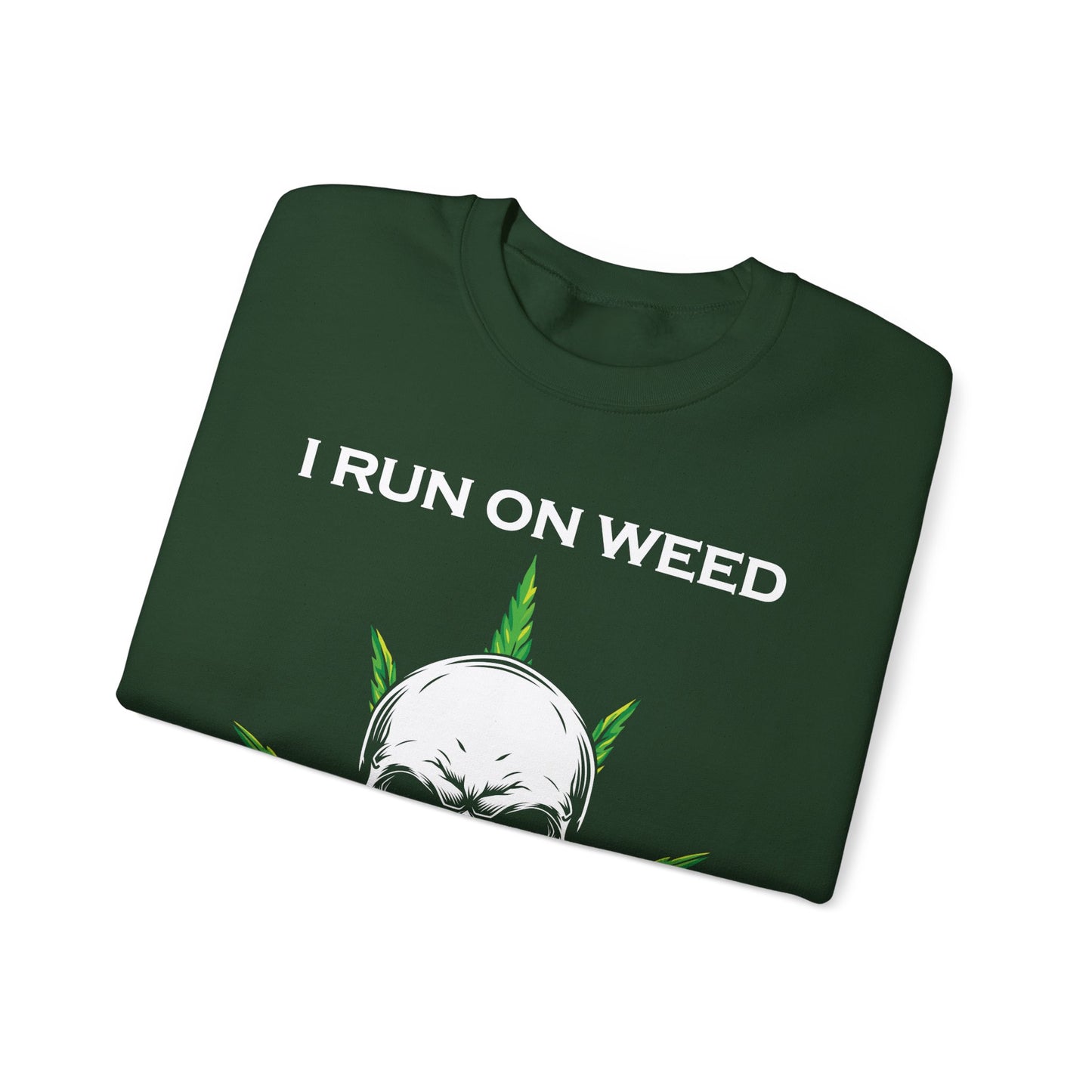 I Run On Weed Horror Movies Sweatshirt Funny Halloween Sweater Stoner Gift Cannabis Halloween Crewneck Scary Halloween Weed Skull Sweater