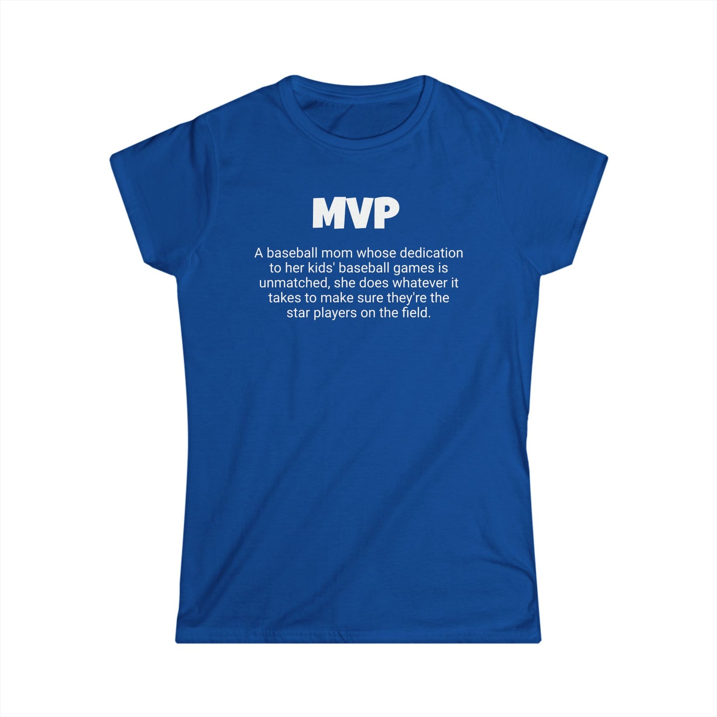 Funny Baseball Mom's Women's Softstyle Tee, "MVP", Mother's Day Gift, Ladies Adult T-shirt Unique Novelty Present