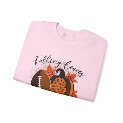 Fall Vibes Football Sweatshirt Falling Leaves Football Please Sweater Footbal Mom Fall Sweater Football and Pumpkin Crewneck Autumn Season