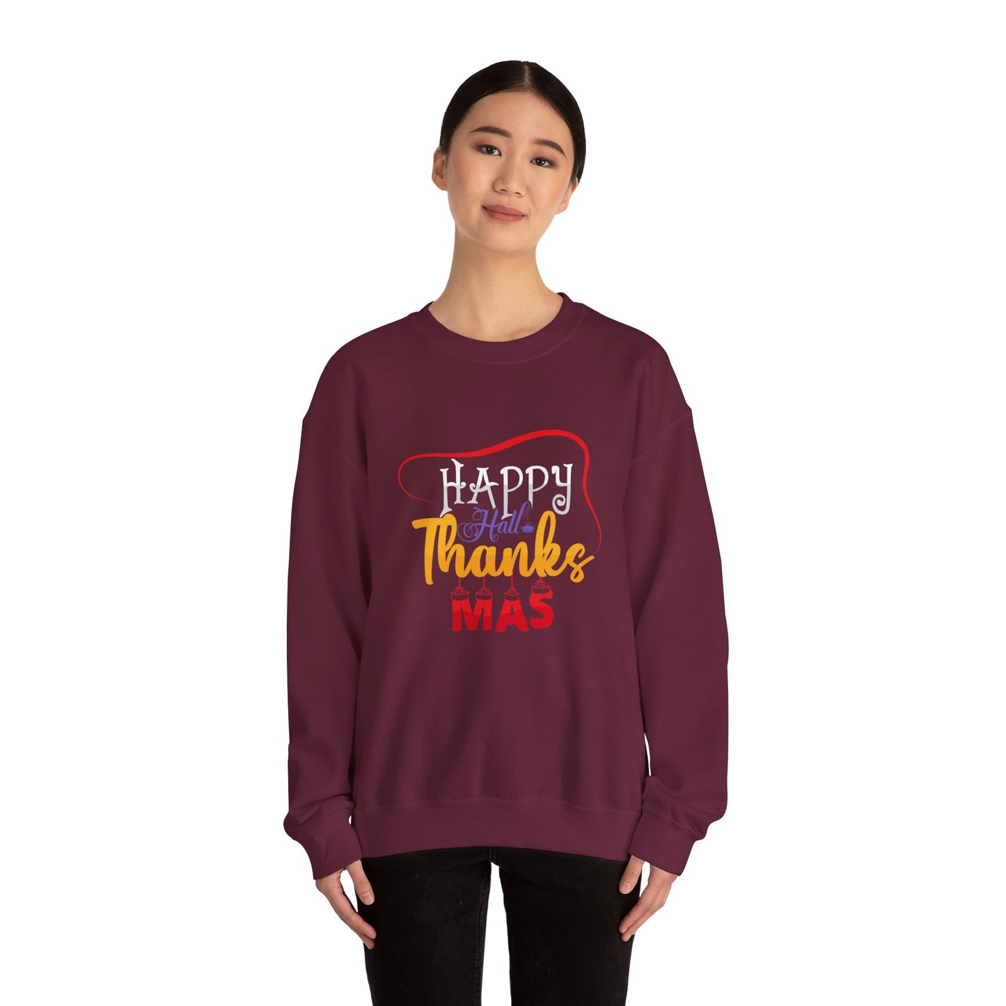 Happy Hallothanksmas Sweatshirt Halloween Sweater Thanksgiving Sweatshirt Christmas Apparel Fall Sweater Holiday Season Outfit Autumn Jumper