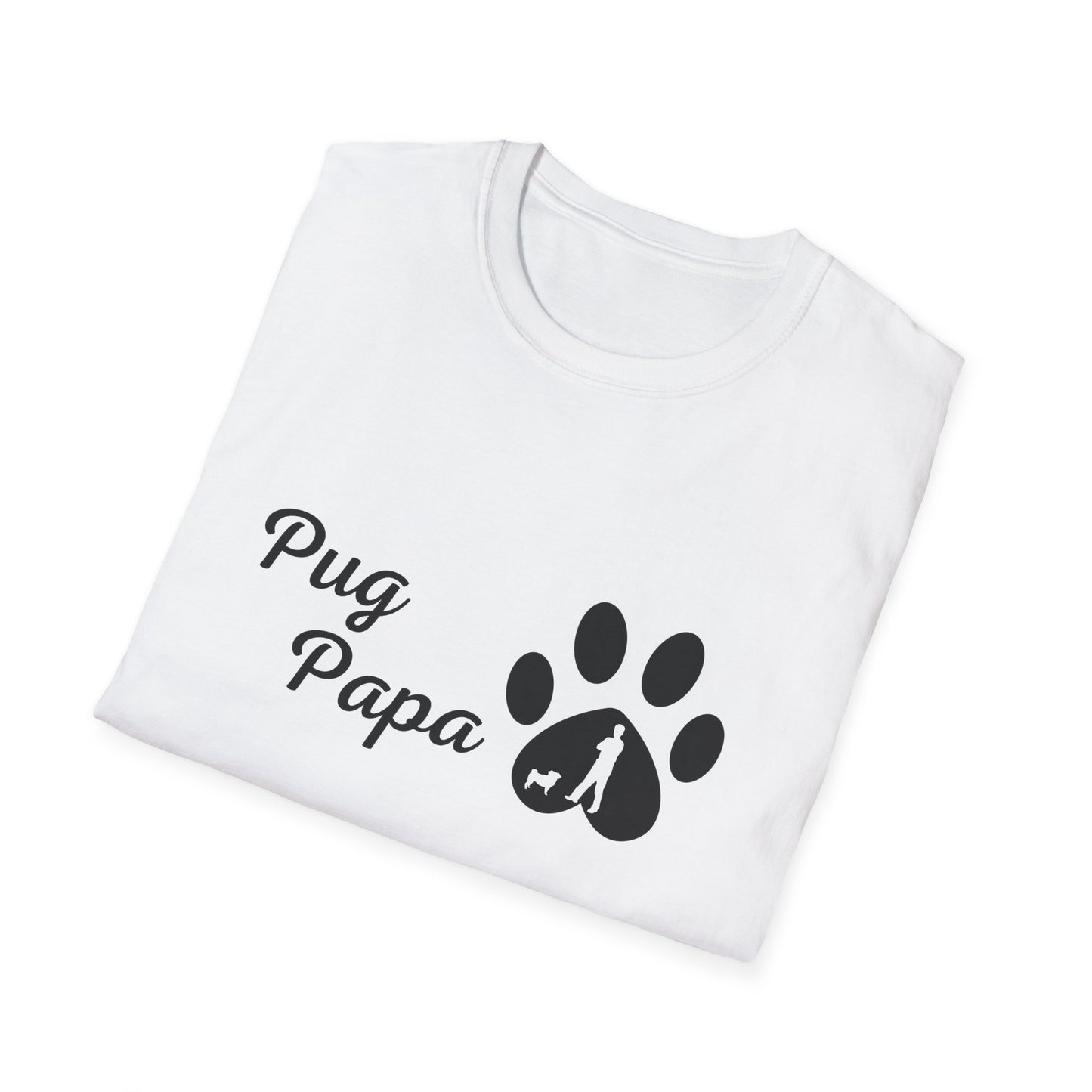 Doggy Dad's T-shirt, "Pug Papa", Dog Father's Day Gift, Fur Papa, Unique Men's Apparel Novelty Pet Lover Tee Present