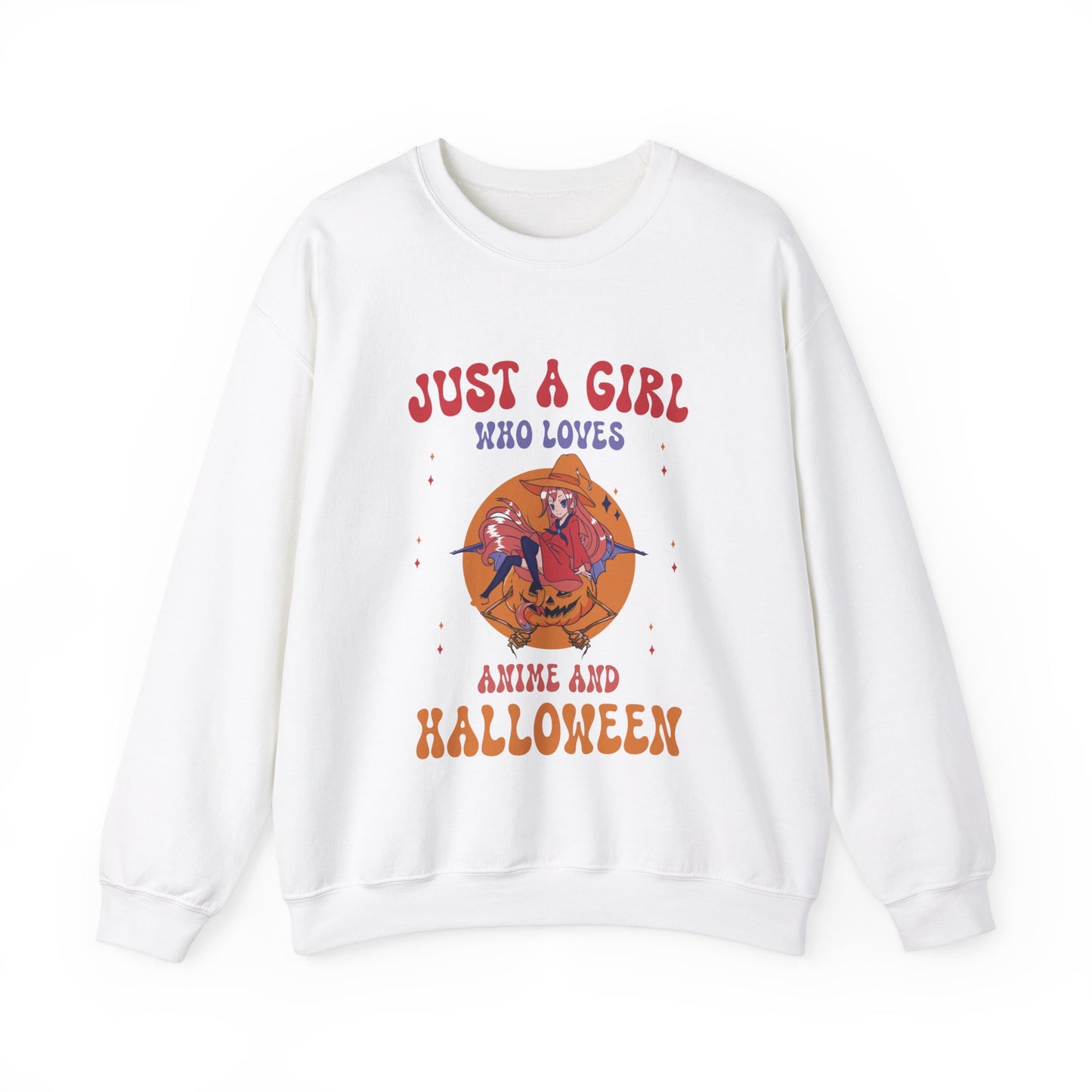 Anime Halloween Sweatshirt Just a girl who loves Anime and Halloween Fall Sweater Cute Lofi Crewneck Halloween Apparel Manga Fan Women Gift