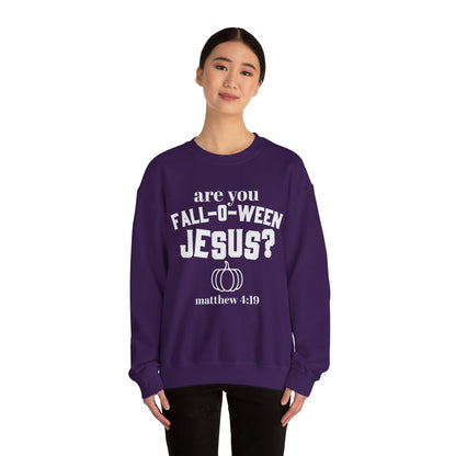 Are You Fall-O-Ween Jesus Sweatshirt Falloween Jesus Halloween Sweater Christian Religious Crewneck Follow Jesus Sweater Matthew Bible 4:19