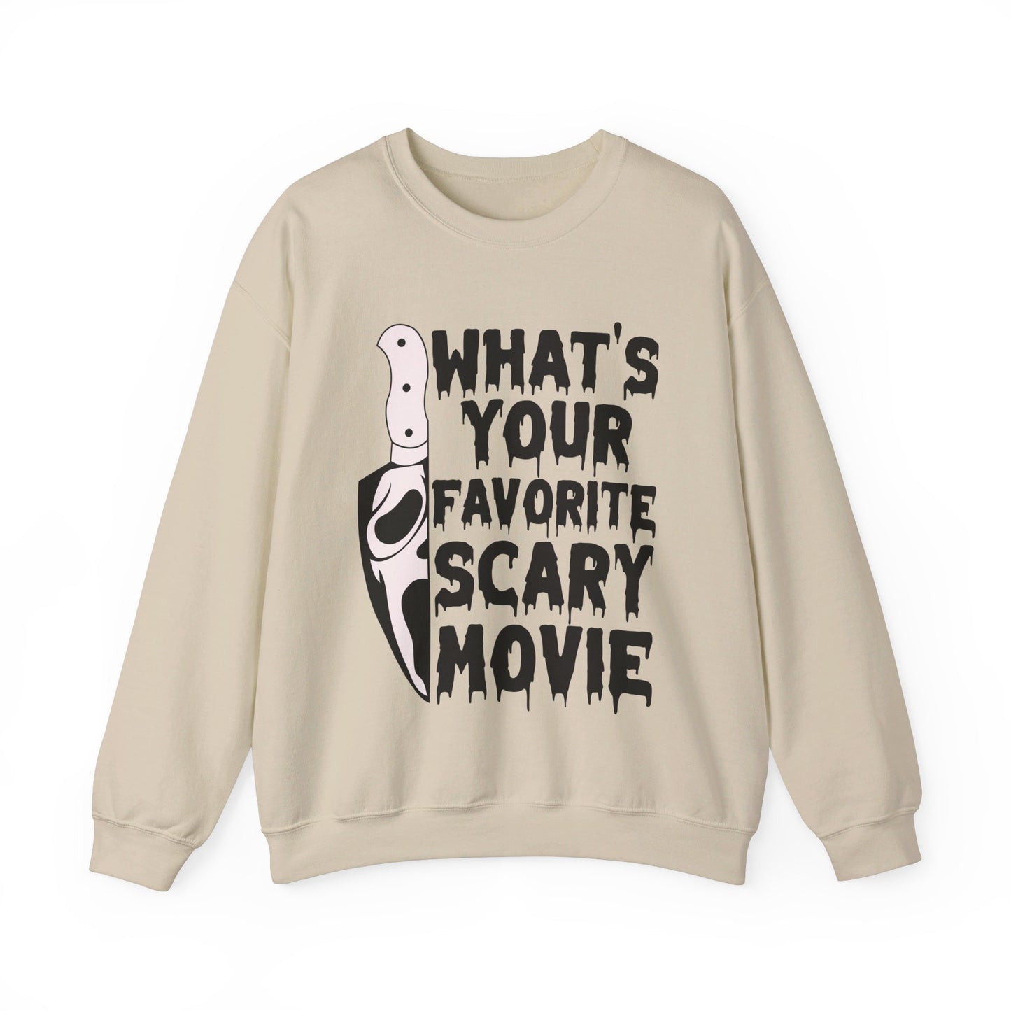 What's Your Favorite Scary Movie Sweatshirt Horror Movie Addict Sweater Ghostface Halloween Sweatshirt Scream Sweater Gift Horror Movie Club