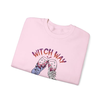 Witch Way To The Wine Sweatshirt Funny Halloween Sweater Halloween Witch Sweatshirt Wine Drinker Gift Halloween Party Spooky Season