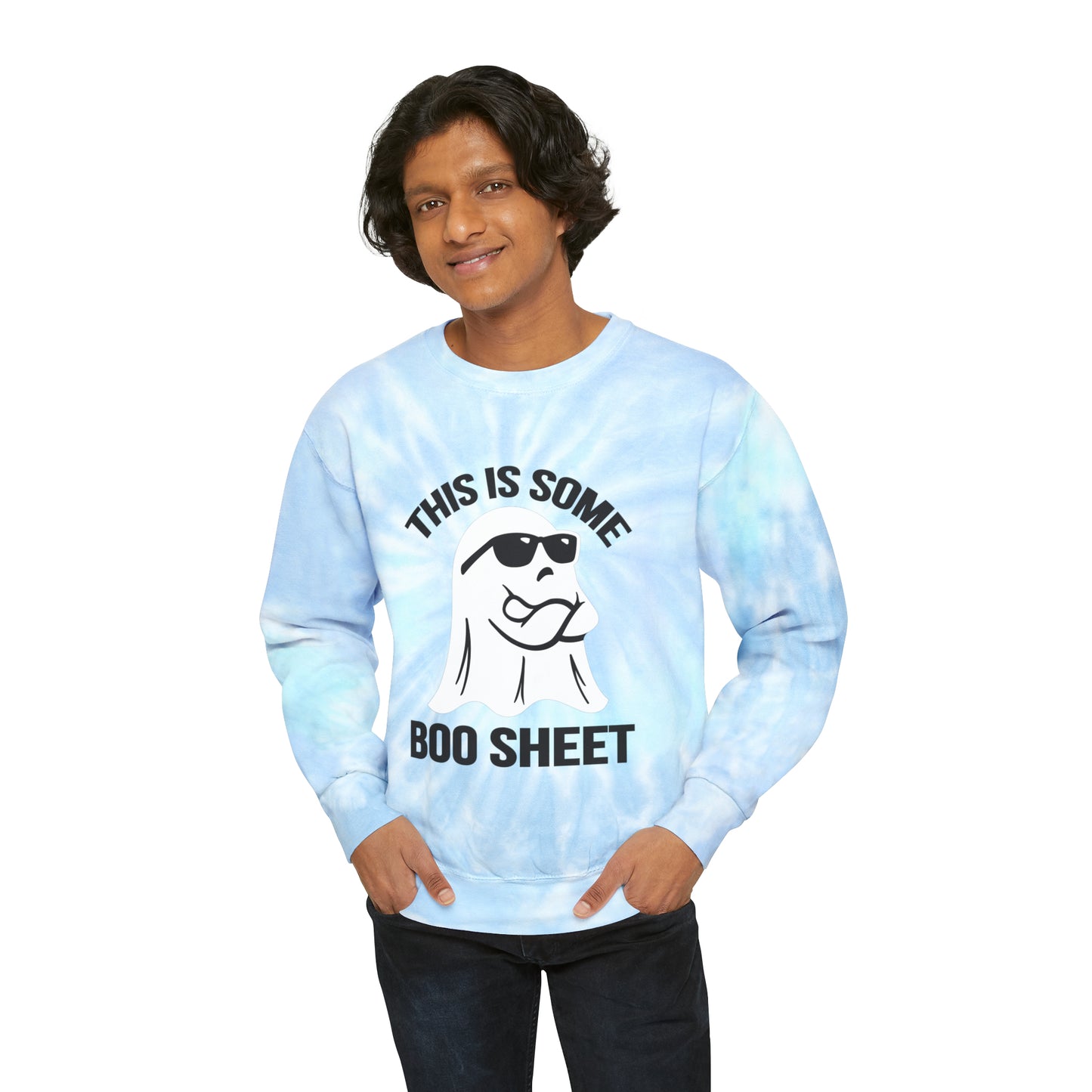 This Is Boo Sheet Sweatshirt Funny Halloween Sweater Retro Halloween Sweatshirt Spooky Season Sweater Hippie Halloween Ghost Tie-Dye Sweater