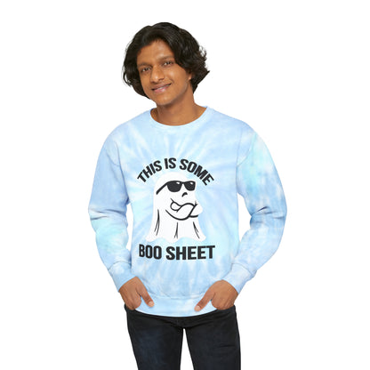 This Is Boo Sheet Sweatshirt Funny Halloween Sweater Retro Halloween Sweatshirt Spooky Season Sweater Hippie Halloween Ghost Tie-Dye Sweater