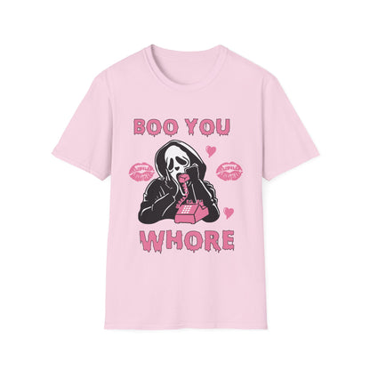 Boo You Whore Unisex T-shirt Funny Halloween T-shirt Spooky Season Tee Shirt Horror Movie Halloween Outfit Ghostface Valentine T-Shirt Gift