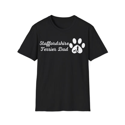 Doggy Dad's T-shirt, "Staffordshire Terrier Dad", Dog Father's Day Gift, Fur Papa, Unique Men's Apparel Novelty Pet Lover Tee