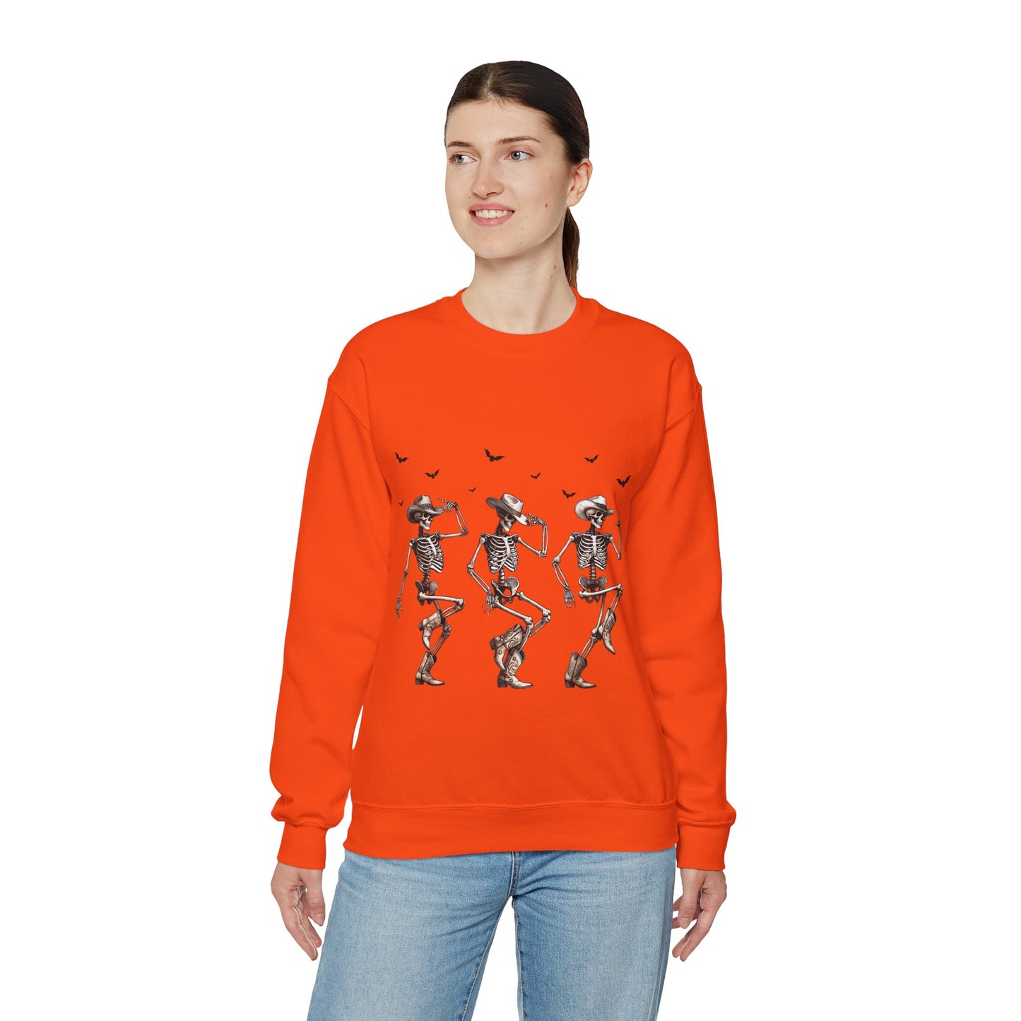 Dancing Skeleton Cowboys Sweatshirt Western Halloween Sweater Line Dancing Skeletons with Boots Cowgirls Pullover Sweater Cowboys Fall Gift