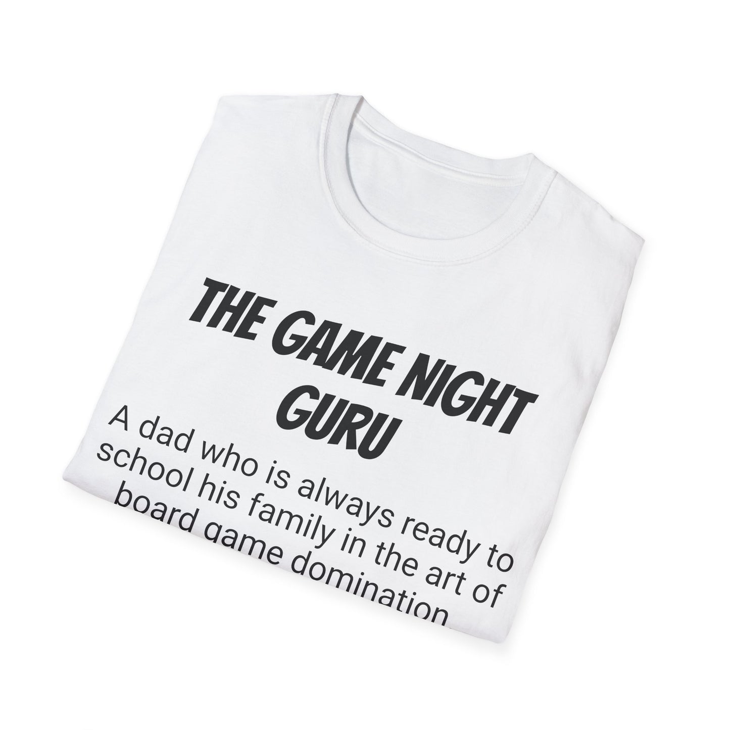 Funny Dad's Mens Softstyle T-shirt, "The Game Night Guru",Father's Day Gift,Tee for Him,Adult Humorous Unique Novelty Present