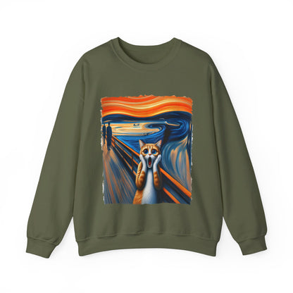 Funny Edvard Munch Cat Sweatshirt Funny The Scream-ing Cat Art Painting Sweater Parody of Edvard Munch Cat Sweater Unique Art Cat Lover Gift