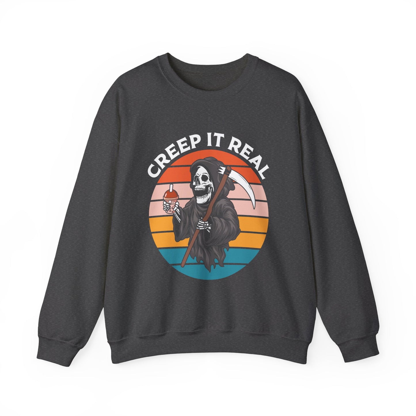 Creep It Real Sweatshirt Funny Halloween Sweatshirt Retro Halloween Costume Grim Reaper Vintage Halloween Sweater Fall Spooky Season Gift