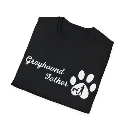 Doggy Dad's T-shirt, "Greyhound Father", Dog Father's Day Gift, Fur Papa, Unique Men's Apparel Novelty Pet Lover Tee Present