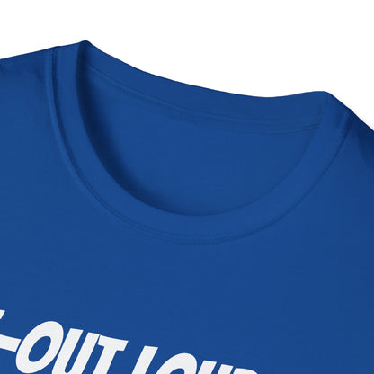 Funny Rugby Dad's Mens Softstyle T-shirt, "Line-out Loud Dad", Father's Day Gift, Humorous Unique Novelty Apparel Tee Present