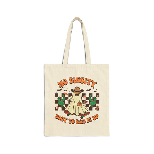 No Diggity Bout To Bag It Up Trick or Treat Bag Western Halloween Tote Bag Groovy Kids Halloween Trick-or-Treat Retro Halloween Canvas Bag