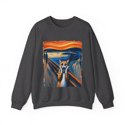 Funny Edvard Munch Cat Sweatshirt Funny The Scream-ing Cat Art Painting Sweater Parody of Edvard Munch Cat Sweater Unique Art Cat Lover Gift