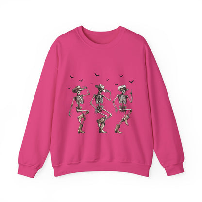 Dancing Skeleton Cowboys Sweatshirt Western Halloween Sweater Line Dancing Skeletons with Boots Cowgirls Pullover Sweater Cowboys Fall Gift