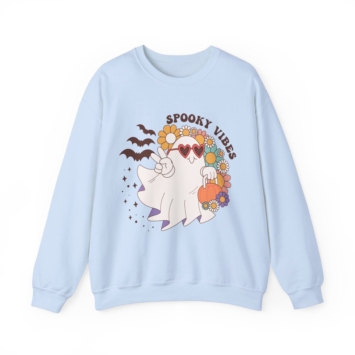 Spooky Vibes Halloween Sweatshirt Retro Groovy Ghost Sweater Groovy Halloween Sweater Retro Spooky Season Apparel Cute Spooky Vibes Ghost