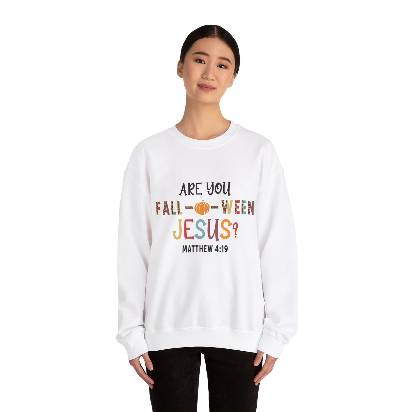 Are You Fall-O-Ween Jesus Sweatshirt Christian Retro Halloween Sweater Religious Fall Crewneck Follow Jesus Sweat Matthew Bible Verse 4:19