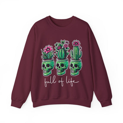 Full of Life Sweater Funny Halloween Sweatshirt Plant Lover Pullover Gift Funny Pot Head Skeleton Succulent Sweat Halloween Plant Lover Gift