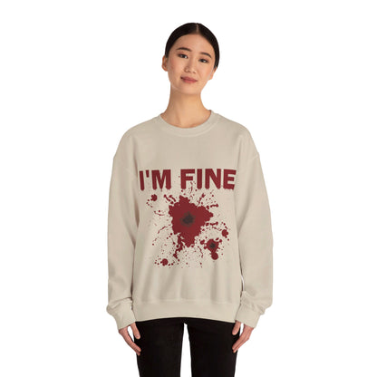 I'm Fine Sweatshirt Bloody Bullet Hole Sweater Funny Halloween Sweatshirt Funny Horror Fan Club Sweater Horror Movie Addict Gift Bloody Tee