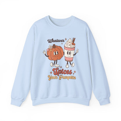 Whatever Spices Your Pumpkin Sweatshirt Funny Fall Sweater Autumn Sweatshirt Retro Fall Vibes Crewneck Cute Pumpkin Spice Sweat Thanksgiving