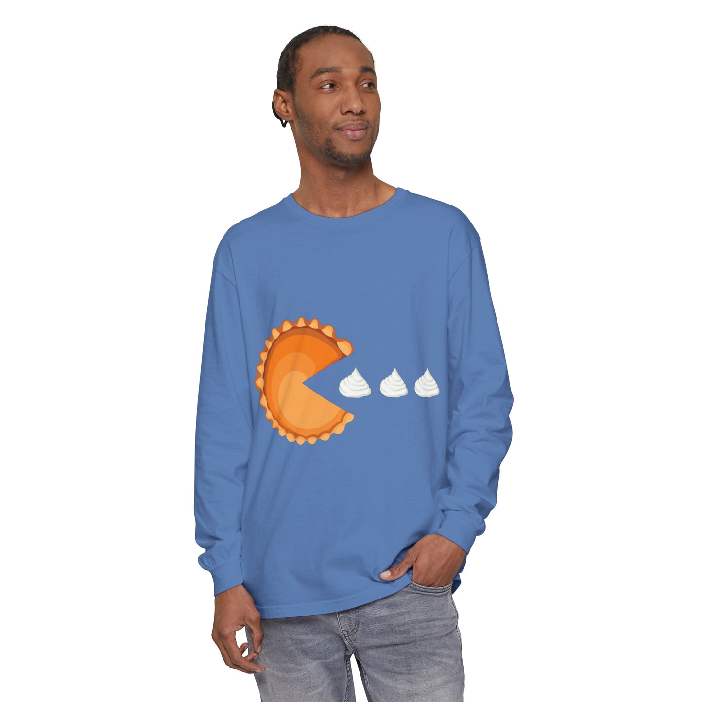 Pumpkin Pie Sweatshirt Funny Thanksgiving Long Sleeve Sweatshirt Sweater Fall Pumpkin Pac Man Thick Thighs Pumpkin Season Gift