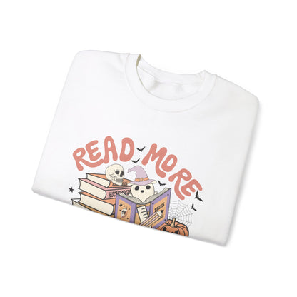 Read More Booooks Sweatshirt Teacher Halloween Sweater Spooky Teacher Sweatshirt Ghost Reading Books Crewneck Bookish Fall Book Lovers Gift