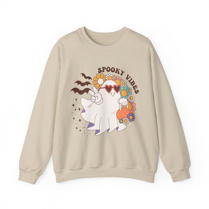 Spooky Vibes Halloween Sweatshirt Retro Groovy Ghost Sweater Groovy Halloween Sweater Retro Spooky Season Apparel Cute Spooky Vibes Ghost