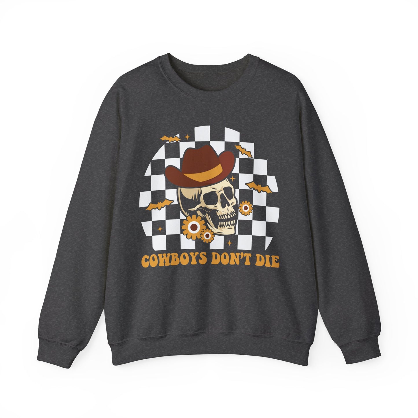 Cowboys Don't Die Sweatshirt Cowboy Skeleton Sweater Retro Western Halloween Outfit Vintage Cowboy Sweatshirt Funny Halloween Trendy Sweater