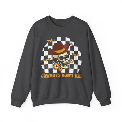 Cowboys Don't Die Sweatshirt Cowboy Skeleton Sweater Retro Western Halloween Outfit Vintage Cowboy Sweatshirt Funny Halloween Trendy Sweater